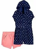 Simple Joys by Carter's Mädchen mit Kapuze und Shorts, Marineblau Punkte/Rosa, 3-6 Monate