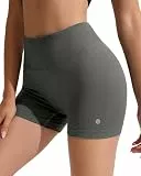 RIOJOY Sport Shorts Damen, Nahtlose Workout Short für Frauen, 4'' Hochtaillierte Bauchkontroll, Ohne Vordernaht Yoga Biker Athletic Laufshorts