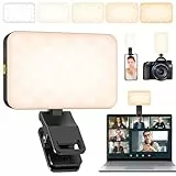 LED Selfie Licht mit Clip, 3000K-6500K Dimmbares Videolicht mit 5 Lichtmodi und 5 Helligkeitsstufen, Wiederaufladbar mit 2000mAh Akku für Meetings, Videos, iPhone, Laptop, Kamera, TikTok, YouTube