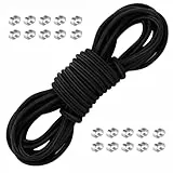 Gummiseil 10m, gummiseil 8mm Expanderseil mit 20 Clips, elastische Gummischnur & Gummiband schwarz, robuste Gummikordel & Spannseil für Anhängerplane, Camping, Garten, Outdoor, Planenseil Befestigung