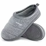 HomeTop Damen Bequeme Gesteppte Hausschuhe Weich Rutschfest Wolle-ähnliche Memory Schaumstoff Schlafzimmer Hausschuhe Blasses Grau,40-41 EU