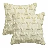Artoid Mode Weich Künstliche Pelz Beige Hase Ostern Kissenbezüge 2er Set, 50x50 cm Frühling Plüsch Samt Sofakissen Zierkissenbezug Schlafzimmer Deko