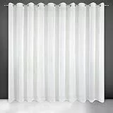 Eurofirany Frida Voile Gardine Vorhang mit Ösen - 1 STK. Transparent Gardine Leinenoptik Durchsichtig Einfarbige für Schlafzimmer Wohnzimmer Kinderzimmer, 300x250 cm, Weiß