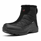 TLOLA Winterschuhe Herren Wasserdicht Warm Gefüttert Schneestiefel Rutschfest Winterstiefel Wanderschuhe Trekkingschuhe Arbeiten Ski Angeln Outdoor Schuhe (Schwarz EU 47)