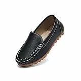 Yeeteepot Kinder Mokassins Jungen Bootsschuhe Mädchen Flache Halbschuhe Weich Loafers rutschfest Oxfords Slippers Bequem Lauflernschuhe Schwarz 27 EU = Etikett 28