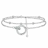 J.MUEN Doppelring Armband Damen 925 Sterling Silber Armband Schmuck für Geburtstagsgeschenk für Damen Mutter Ehefrau
