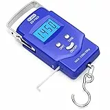 Dr.meter Kofferwaage digital mit Haken (PS01), 110 lb/50 kg Fischwaage, Kofferwaage mit LCD-Display, Maßband, tragbare Gepäckwaage, 2 AAA-Batterien, Angeln Geschenke für Männer