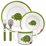sigikid 25081 Melamin Set Schildkröte Mädchen und Jungen empfohlen ab 36 Monate weiß/grün