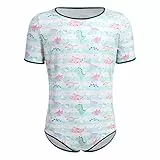 ABDL Body Männer Herren Overall Bodysuit Kurzarm T-Shirt Unterhemd Ouvert Body Sportbody Druckknöpfe im Schritt Karikatur Druckt Einteiler Jumpsuit Playsuit Unterwäsche Nachthemd Grün Dinosaurier XL