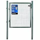 SONGMICS Gartentor, Gartentür, verzinkter Stahl, robust und langlebig, abschließbar, rundes Rohr, Tür 87 x 90 cm, 106 x 90 cm (B x H), grün GGD150G