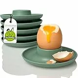 idea-station NEO Eierbecher Set aus Plastik 6 Stück - grün-grau matt - bruchsichere Camping Eierhalter aus Kunststoff - mit praktischer Ablage und Überlaufschutz
