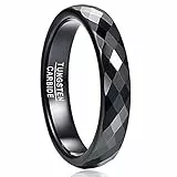 NUNCAD Ring Damen Herren SchwarzUnisex Fashion Ring aus Wolfram für AlltagHochzeit und Verlobung Größe 66 (21.0)