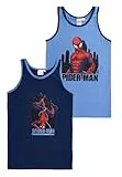 Marvel Spider-Man Unterhemd für Jungen - Kinder Tank Top Hemdchen Unterwäsche Blau (2er Pack) (DE/NL/SE/PL, Numerisch, 122, 128, Regular, Blau)