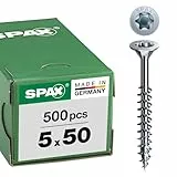 SPAX Universalschraube, 5 x 50 mm, 500 Stück, Teilgewinde, Senkkopf, T-STAR plus T20, 4CUT, WIROX - 0191010500505