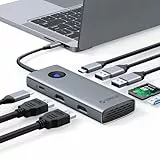 ORICO USB C Dockingstation mit Dualem HDMI, 8 IN 1 USB C Hub mit 2 HDMI 4K@60Hz, 2 Typ-A 3.0, Typ-C 3.0, 100W PD, TF/SD Kartenleser, USB 3.0 Multiport Adapter für MacBook/Dell/HP/Surface/Lenovo