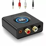 1Mii Bluetooth Empfänger für Stereoanlage, HiFi Audio Adapter mit Bass-Boost, Cinch & 3,5mm Klinke, 12 Std. Akku, Plug & Play Wireless Receiver für Lautsprecher, Stereoanlage, Verstärker - ML200