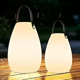 MALUX 2er Pack LED Kabellose Outdoor Lampe Dimmbare Tischlampe Campinglampe mit Fernbedienung für Balkon Garten Hof und Camping