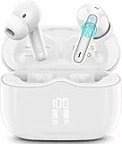 Bluetooth Kopfhörer, 2026 Kopfhörer Kabellos Bluetooth 5.4 mit 4 ENC Noise Cancelling Mics, Tiefer Bass 40Std Spielzeit In Ear Kopfhörer, IP7 Wasserdicht Sport Ohrhörer für Büro/Sport/Studium Weiß