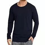 Schiesser Herren Schlafshirt Langarm Rundhals - Mix + Relax Schlafanzugoberteil, Dunkelblau_163835, S EU