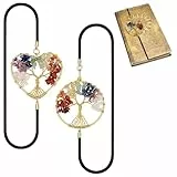 2 Stück Elastische Lesezeichen, Chakra Lesezeichen, Kristall Heilstein Vintage Metall Lesezeichen, Lebensbaums Bookmark für Buchliebhaber, Handgefertigt Buchzubehör, Bookmark Geschenk