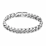 flintronic Armkette Herren Edelstahl, Herren Armband Panzerkette für Männer/Jungen, Schwer Glieder Link Armband, Armreif Hip Hop Rapper Modeschmuck 10mm Breit/21CM Lang