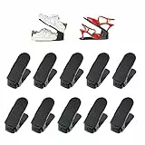 Deuline 10 x Verstellbarer Schuhschlitz Schuhregal Schuhstapler schuhaufbewahrung Schuhorganizer Schuhhalter Farbe: Schwarz 521117