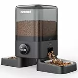 oneisall 5L Futterautomat Katzen 2 Näpfe, Katzenfutter Automat Kabellos mit 304 Edelstahlnapf, 1-6 Mahlzeiten pro Tag, Futterspender Trockenfutterspender für Hunde Katzen