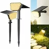 FIFlying Solarlampen für Außen Garten, 2 Stück 2800K Warmweiß Solarstrahler, Solarleuchte mit IP67 Wasserdicht, 3 Beleuchtungsmodi, für Außen, Garten, Rasen, Anlage, Statue, Hof, Wege