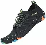 SAGUARO Badeschuhe Herren Wasserschuhe Damen Barfuss Schuhe Sport Schwimmschuhe Barfußschuhe Gegen Seeigel Aquaschuhe rutschfest Strandschuhe Leicht Neoprenschuhe Barfussschuhe Schwarz, Gr.38