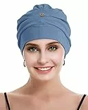 osvyo Baumwolle Chemo Kopfbedeckung für Damen Krebs Haarausfall Hut - Baumwolle Leichte Kopfbedeckung Versiegelte Verpackung Cerulean BLAU