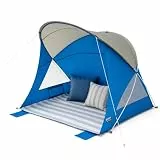 High Peak Strandmuschel mit UPF 40+ Schutz, Strandzelt 200x150x 130cm für 2-3 Personen, Sonnenzelt mit Windschutz, Belüftung, Bodenplane, Tragetasche für Strand, See, Freibad, Camping und Urlaub