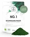 Bio Spirulina Pulver 300g - Nahrungsergänzungsmittel mit Eisen, Vitamin B12 & hohem Proteingehalt - 2 Monate Vorrat - 5g empfohlene Tagesdosis - Vegan & laborgeprüft - The Purity Brand