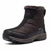 TLOLA Winterschuhe Herren Wasserdicht Warm Gefüttert Schneestiefel Rutschfest Winterstiefel Herren Wanderschuhe Trekkingschuhe Arbeiten Ski Angeln Outdoor Schuhe (Braun EU 47)