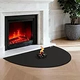 FLASLD Feuerfeste Kaminmatte, 71,1 x 121,9 cm, öldicht, wasserdicht, Grillschutz für Decks und Terrassen, Herdteppich, schützt Böden vor Funken und Glut, Schwarz