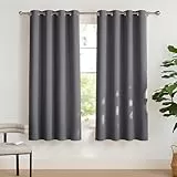 PONY DANCE Verdunklungsvorhänge mit Ösen für Schlafzimmer 2er Set H 175 x B 140 cm Grau, Wohnzimmer Vorhänge Fenster Kurz Blickdicht Thermo Gardinen Hitzeschutz