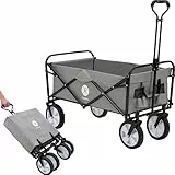 Miweba Faltbarer Bollerwagen MB-35 | Traglast 120 Kg - Klappbar - Handwagen faltbar - Transportwagen für Kinder - Kinderwagen - Gartenwagen - Wagen - Strandwagen - Faltwagen (Grau)