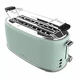 Cecotec Toaster 4 Scheiben Toast&Taste 1600 Retro Double Green, 1630 W, 2 Breite und Lange Schlitze von 3,8 cm, Edelstahl, Obere Roste, Regulierbare Leistung, Krümelschublade
