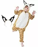 corimori Flauschiges Luchs-Kostüm für Kinder mit Haarreif | Karneval Fasching Kostüm Onesie für Mädchen, Jungen | Körpergröße 90-110cm