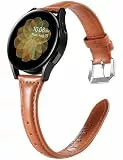 Wearlizer Armband Kompatibel mit Samsung Galaxy Watch 6/7/4/5 40mm 44mm, 20mm Leder Ersatzarmband für Watch 6 Classic/ 5 Pro/4 Classic/Active 2/3 41mm, Black/Silver
