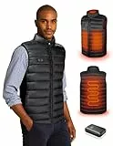Loowoko Beheizbare weste herren mit 10000mAh Powerbank, Leichte Thermo-Heizweste, 3 Temperaturstufen + 4 Heizzonen, Waschbar, Für Arbeit im Freien, Motorrad, Spaziergang & Gassi