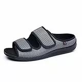 Fudaolee Sandalen Herren Rehaschuhe Klettverschluss Verbandsschuhe Damen Orthopädische Hausschuhe Weit Diabetiker Schuhe Unisex-Erwachsene Gesundheitsschuhe Therapieschuhe Grau Etikett 44 = EU 43