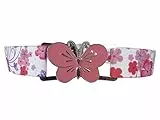 Olata elastischer Mädchen-Gürtel mit Blumen/Schmetterling Schnalle (1-6 Jahre). Blume Rosa/Schmetterling Rosa