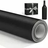 VGOODALL Schwarze Geschenkpapier, 10m*44,5cm Kraftpapier Rolle Metallisches Packpapier für Verpackung Hochzeit Kunsthandwerk Kunst Kleine Geschenkverpackungen Geburtstag