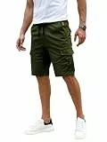 Elegancity Kurze Hosen Herren Cargo Shorts Sommer Freizeithose Kurze Elastische Taille Chino Shorts Mit 6 Taschen Grün L