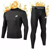 MEETWEE Thermounterwäsche Funktionsunterwäsche Herren, Skiunterwäsche Winter Suit Atmungsaktiv Lange Thermo Unterwäsche Set, Unterhemd + Unterhose, schwarz, size: XL