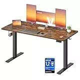 VASAGLE Höhenverstellbarer Schreibtisch, Stehtisch, Computertisch, Erinnerung bei langem Sitzen, Memory-Funktion mit 4 Höhen, für Büro, 140 x 60 cm, vintagebraun LSD314KD03