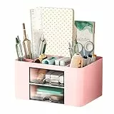 LOMUG Schreibtisch Organizer Kinder, Multifunktionaler Stiftehalter Schreibtisch mit Schublade, 7 Fächer Plastik Büro Organizer Stifte Stifthalter Organizer für Zuhause Büro Schule Geschenk Mädchen