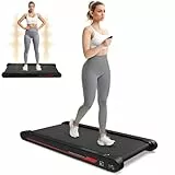 Walking Schwingungen Pad mit APP, Laufband für Zuhause 6 km/h und 120KG, Walking Pad Leise Bürogebrauch und Fernbedienung(Rot und schwarz)