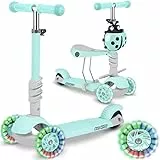 Ricokids 3-in-1-Laufroller für Kinder – Roller DREI Rollen - Kinderroller 3 Räder – Kinderroller ab 3 Jahre – Kleinkindroller – 27,5 x 55,5 x 78,5 cm - Farbe: Mint