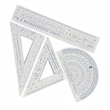 Legami - Geometrie Set, Set mit 15 cm Lineal, 10 cm 60° Quadrat, 180° Winkelmesser für die Schule, inkl. Koffer, flexibles Material, Genius-Motiv